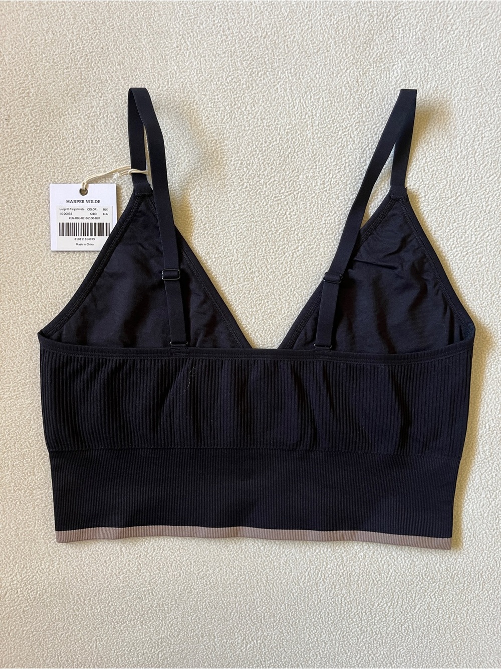 Harper Wilde Lounge Rib Triangle Bralette Black Everyday Seamless Comfortable XL - Picture 7 of 12